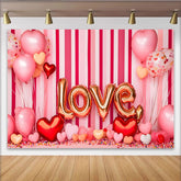Lofaris Valentinstag LOVE Hintergrund Rosa Gestreifte Herzballons Romantisch