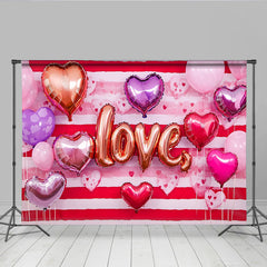 Lofaris Valentinstag LOVE Hintergrund Rot Horizontal Gestreifte Herzballons