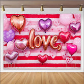 Lofaris Valentinstag LOVE Hintergrund Rot Horizontal Gestreifte Herzballons