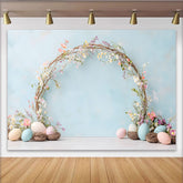 Lofaris Ostern Frühling Blumenbogen Hintergrund Blaue Pastelleier Ranken