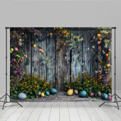 Lofaris Rustikales Ostern Holz Hintergrund Frühlingsblumen Bunte Eier