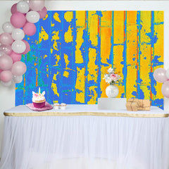 Lebendige Blau Gelb Ziegel Hintergrund Abstrakte Gemalte Wand Kreatives Porträt