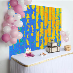 Lebendige Blau Gelb Ziegel Hintergrund Abstrakte Gemalte Wand Kreatives Porträt