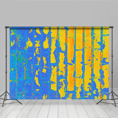 Lebendige Blau Gelb Ziegel Hintergrund Abstrakte Gemalte Wand Kreatives Porträt