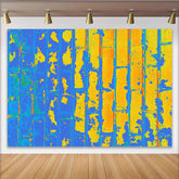Lebendige Blau Gelb Ziegel Hintergrund Abstrakte Gemalte Wand Kreatives Porträt