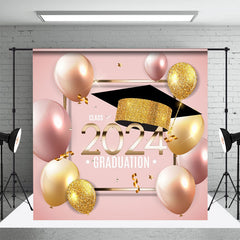 Rosa Golden Ballon Schleife 2024 Abschluss Hintergrund