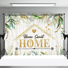 Beige Holz Gold Grün Blatt Punkt Einweihungsparty Hintergrund
