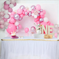 Hot Pink Ballongirlande Erster Geburtstag Cake Smash Hintergrund EINS Schild Studio