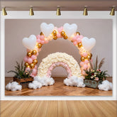 Lofaris Pink Gold Ballonbogen Regenbogen Fotohintergrund Herz Wolken Geburtstag