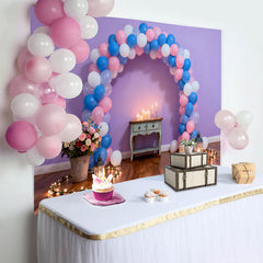 Lofaris Lila Wand Geburtstag Cake Smash Hintergrund Pink Blau Ballon Kerzenlicht