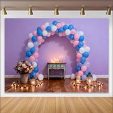 Lofaris Lila Wand Geburtstag Cake Smash Hintergrund Pink Blau Ballon Kerzenlicht