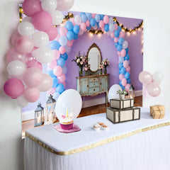 Lofaris Lavendel Geburtstag Cake Smash Hintergrund Pink Blau Ballon Lichterkette