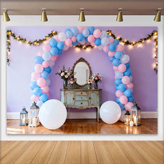 Lofaris Lavendel Geburtstag Cake Smash Hintergrund Pink Blau Ballon Lichterkette
