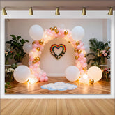 Lofaris Regenbogen Herz Geburtstag Cake Smash Hintergrund Pink Gold Ballon Wolke