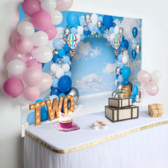 Lofaris Up Up and Away Geburtstag Cake Smash Hintergrund Heißluftballon Himmel ZWEI
