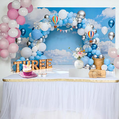 Lofaris Blauer Himmel Heißluftballon Geburtstag Cake Smash Hintergrund DREI Wolken