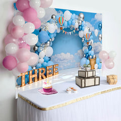 Lofaris Blauer Himmel Heißluftballon Geburtstag Cake Smash Hintergrund DREI Wolken