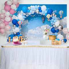 Lofaris Heißluftballon Thema Cake Smash Hintergrund LOVE Schild Blauer Himmel