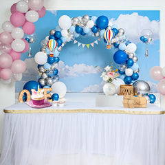Lofaris Blauer Himmel Heißluftballon Geburtstag Cake Smash Hintergrund EINS Wolken