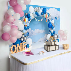 Lofaris Blauer Himmel Heißluftballon Geburtstag Cake Smash Hintergrund EINS Wolken