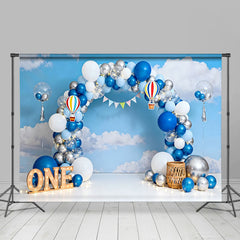 Lofaris Blauer Himmel Heißluftballon Geburtstag Cake Smash Hintergrund EINS Wolken