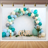 Lofaris Türkis Blau Ballon Geburtstag Cake Smash Hintergrund Holz EINS Boho