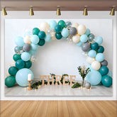 Lofaris Türkis Blau Ballon Geburtstag Cake Smash Hintergrund Holz DREI Boho