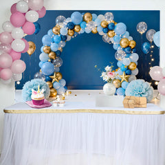 Lofaris Blau Gold Ballonbogen Geburtstag Cake Smash Hintergrund Sterne Lichterkette