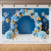 Lofaris Blau Gold Ballonbogen Geburtstag Cake Smash Hintergrund Sterne Lichterkette