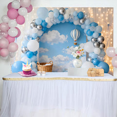 Lofaris Blau Silber Ballon Himmel Wolken Geburtstag Cake Smash Hintergrund Heißluftballon