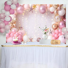 Lofaris Pink Gold Ballonbogen Geburtstag Cake Smash Hintergrund Lichtersterne Prinzessin