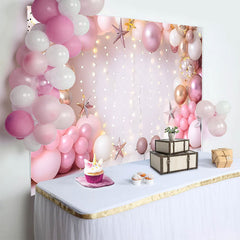 Lofaris Pink Gold Ballonbogen Geburtstag Cake Smash Hintergrund Lichtersterne Prinzessin