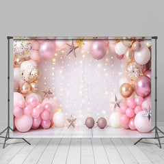 Lofaris Pink Gold Ballonbogen Geburtstag Cake Smash Hintergrund Lichtersterne Prinzessin