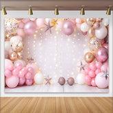 Lofaris Pink Gold Ballonbogen Geburtstag Cake Smash Hintergrund Lichtersterne Prinzessin