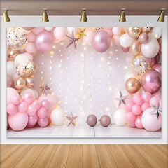Lofaris Pink Gold Ballonbogen Geburtstag Cake Smash Hintergrund Lichtersterne Prinzessin