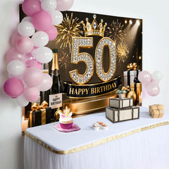 Lofaris Gold Krone 50. Geburtstag Hintergrund Champagner Geschenke Diamant Schwarz