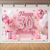 Lofaris Pink Ballons 30. Geburtstag Hintergrund Gold Sterne Krone Geschenke Diamant