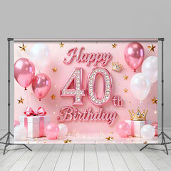 Lofaris Pink Ballons 40. Geburtstag Hintergrund Gold Sterne Krone Geschenke Diamant