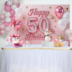 Lofaris Pink Ballons 50. Geburtstag Hintergrund Gold Sterne Krone Geschenke Diamant