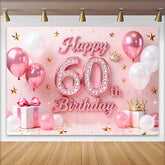 Lofaris Pink Ballons 60. Geburtstag Hintergrund Gold Sterne Krone Geschenke Diamant