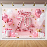 Lofaris Pink Ballons 70. Geburtstag Hintergrund Gold Sterne Krone Geschenke Diamant