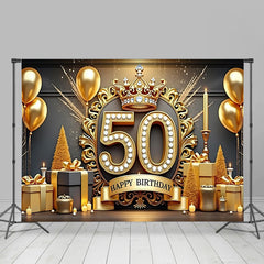 Lofaris Luxuriös 50. Geburtstag Hintergrund Goldene Krone Diamanten Geschenke Schwarz