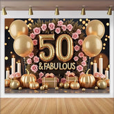 Lofaris 50 und Fabelhaft Geburtstag Hintergrund Pink Rosen Gold Ballons Kürbisse
