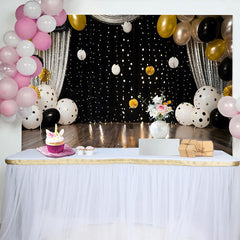 Lofaris Gepunktete Ballons Silberner Vorhang Hintergrund Schwarz Gold Cake Smash