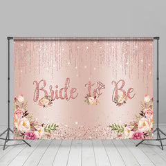 Lofaris Roségold Bride to Be Hintergrund Pink Blumen Glitzer Diamantring Brautparty