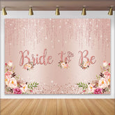 Lofaris Roségold Bride to Be Hintergrund Pink Blumen Glitzer Diamantring Brautparty