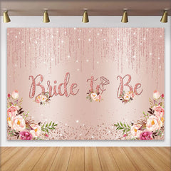 Lofaris Roségold Bride to Be Hintergrund Pink Blumen Glitzer Diamantring Brautparty