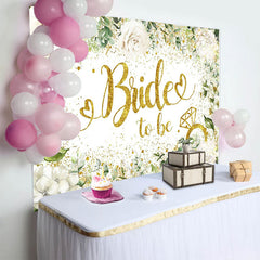 Lofaris Gold Glitzer Bride to Be Hintergrund Weiß Blumen Eukalyptus Hochzeit Brautparty