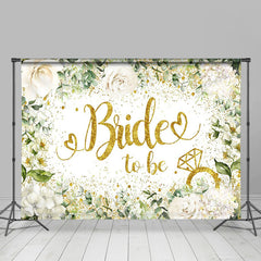 Lofaris Gold Glitzer Bride to Be Hintergrund Weiß Blumen Eukalyptus Hochzeit Brautparty