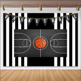 Lofaris Basketballplatz Geburtstag Hintergrund Schwarz Weiß Streifen Sport Jungen